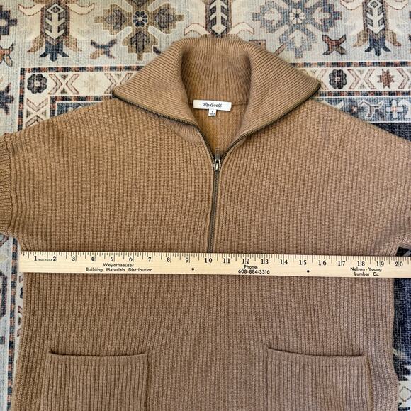 Madewell Glenbrook Half-Zip Pullover Merino Wool Blend Beige Women’s Size Small - Picture 8 of 8